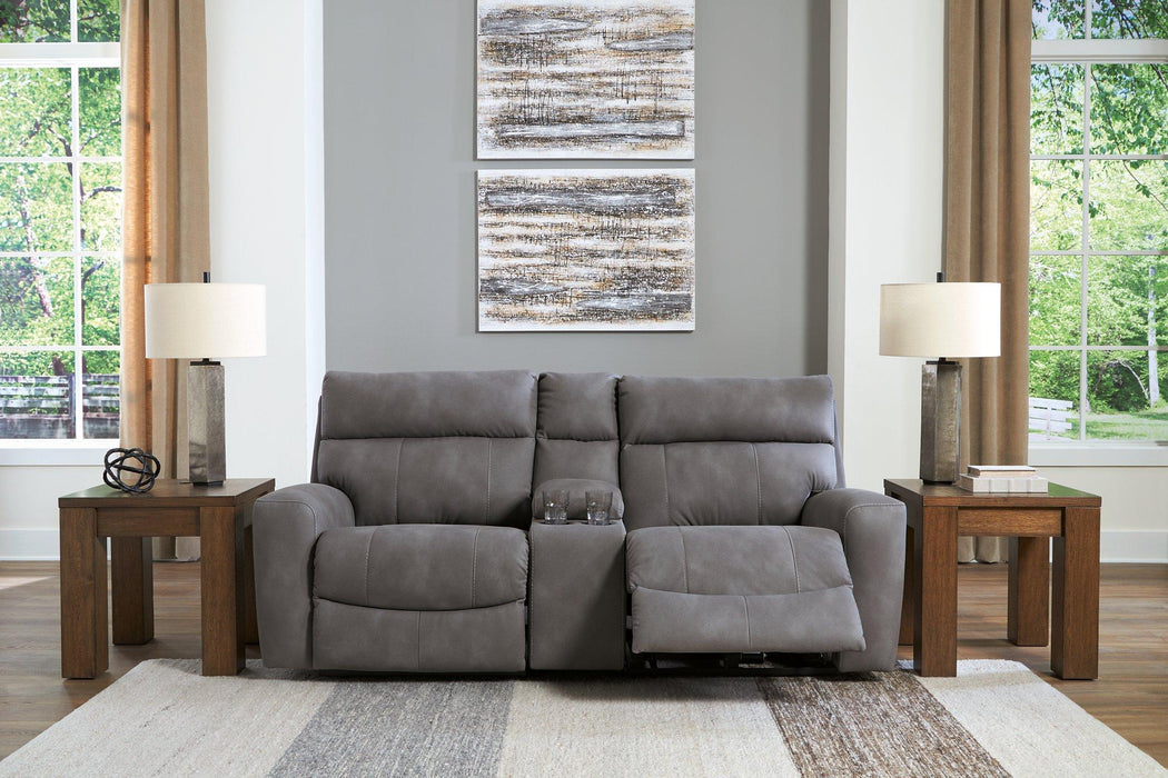 Next-Gen DuraPella Power Reclining Sectional Loveseat with Console - Furniture Bros & Mattress (Bolingbrook, IL)