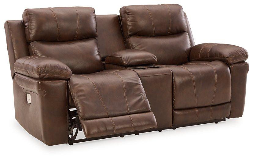 Edmar Power Reclining Loveseat with Console - Furniture Bros & Mattress (Bolingbrook, IL)