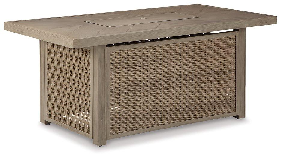 Beachcroft Beachcroft Fire Pit Table with Four Nuvella Swivel Lounge Chairs - Furniture Bros & Mattress (Bolingbrook, IL)