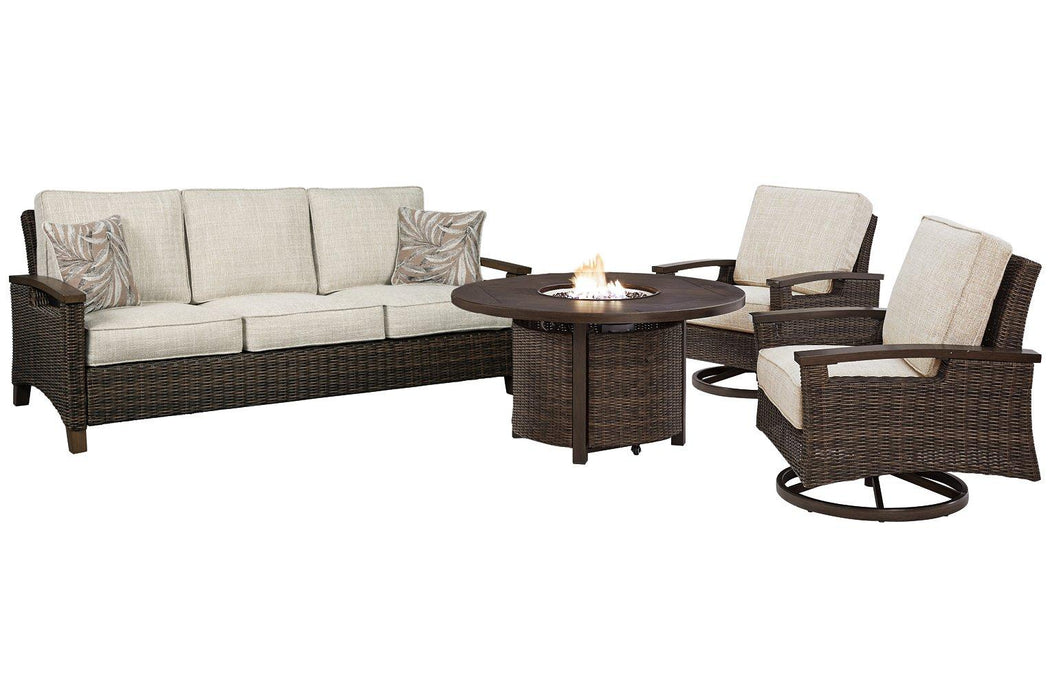 Paradise Trail Outdoor Sofa, Lounge Chairs and Fire Pit Table - Furniture Bros & Mattress (Bolingbrook, IL)