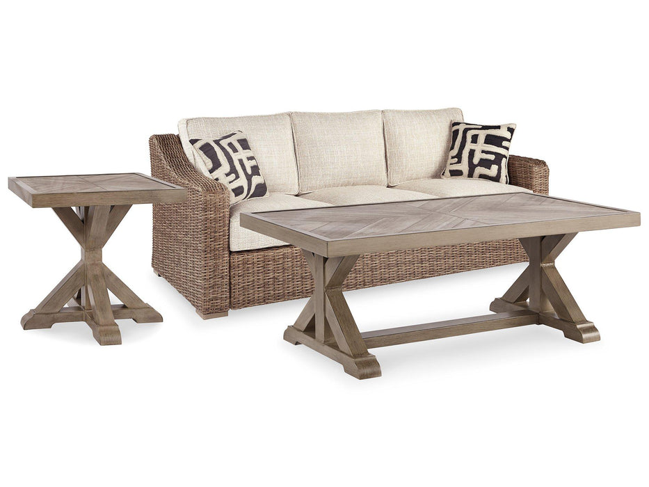 Beachcroft Beachcroft Nuvella Sofa with Coffee and End Table - Furniture Bros & Mattress (Bolingbrook, IL)