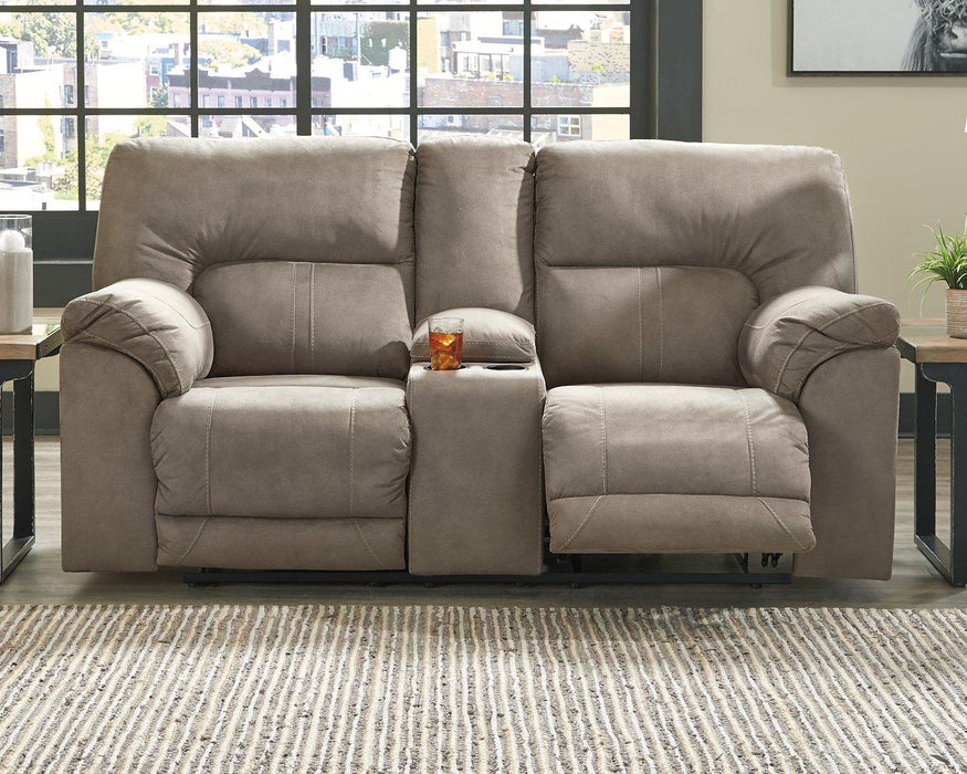 Cavalcade Power Reclining Loveseat with Console - Furniture Bros & Mattress (Bolingbrook, IL)