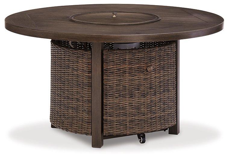 Paradise Trail Paradise Trail Fire Pit Table with 4 Nuvella Swivel Lounge Chairs - Furniture Bros & Mattress (Bolingbrook, IL)