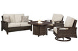 Paradise Trail Outdoor Loveseat, Lounge Chairs and Fire Pit Table - Furniture Bros & Mattress (Bolingbrook, IL)