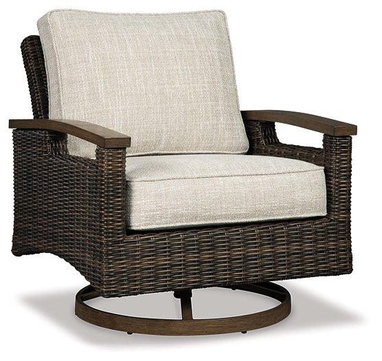 Paradise Trail Paradise Trail Fire Pit Table with 4 Nuvella Swivel Lounge Chairs - Furniture Bros & Mattress (Bolingbrook, IL)