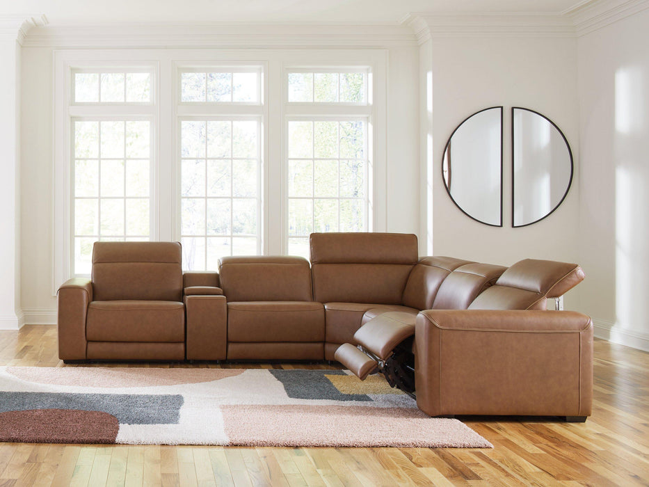 Magic Man Power Reclining Sectional with Console - Furniture Bros & Mattress (Bolingbrook, IL)