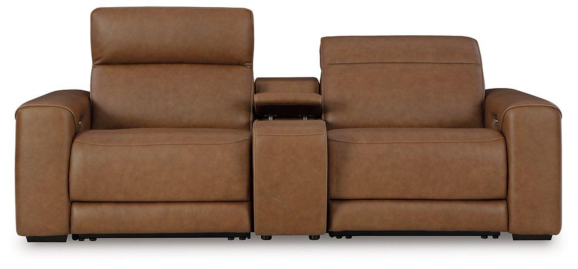 Magic Man Power Reclining Sectional Loveseat with Console - Furniture Bros & Mattress (Bolingbrook, IL)