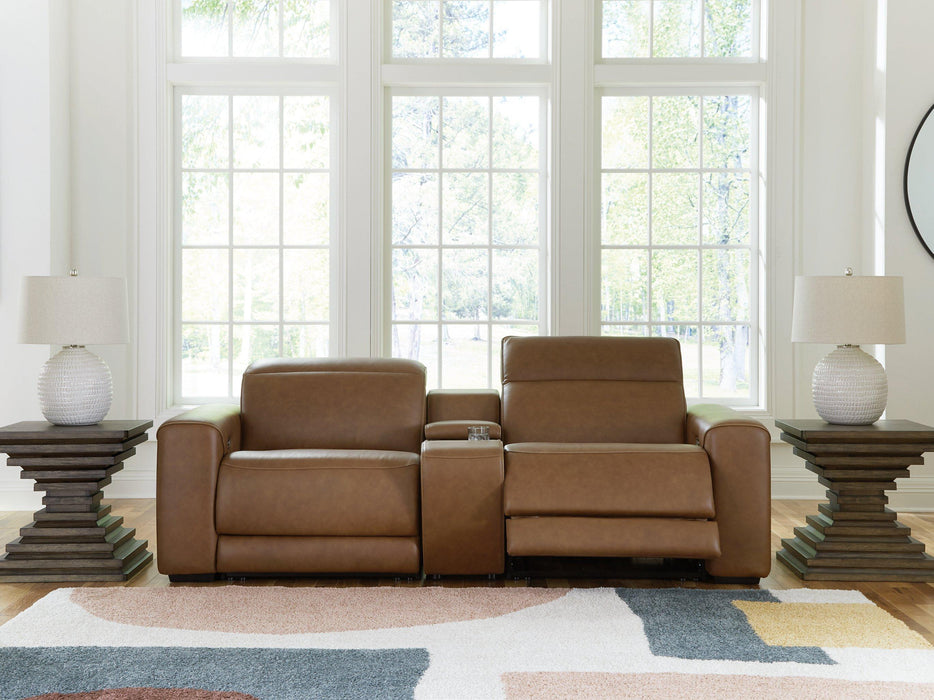 Magic Man Power Reclining Sectional Loveseat with Console - Furniture Bros & Mattress (Bolingbrook, IL)