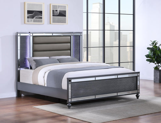 B223 Charcoal Gloss Bed With Led Light - Furniture Bros & Mattress (Bolingbrook, IL)