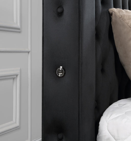 B567 Black Velvet Canopy Bed With Bluetooth Speaker-Usb - Furniture Bros & Mattress (Bolingbrook, IL)