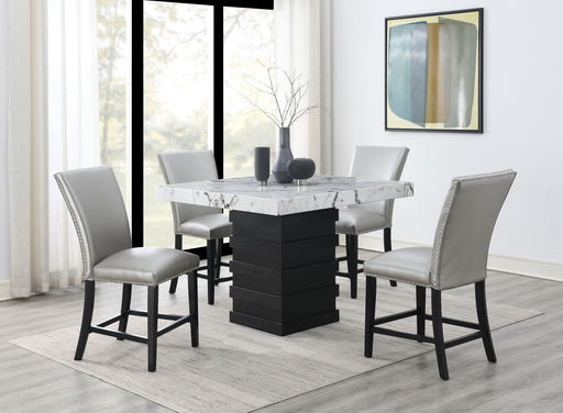 D138 Counter Table With 4 Leather Chairs - Furniture Bros & Mattress (Bolingbrook, IL)