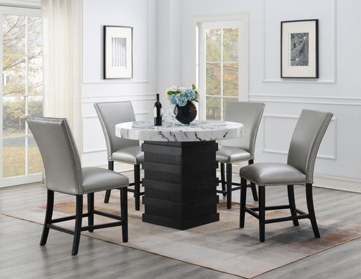 D141 Counter Table With 4 Leather Chairs - Furniture Bros & Mattress (Bolingbrook, IL)