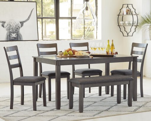 Bridson Dining Table and Chairs with Bench (Set of 6) - Furniture Bros & Mattress (Bolingbrook, IL)