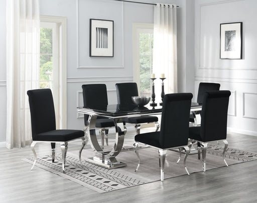 G-082-T-BLACK Dining Table-Black Marble-4 Velvet Chairs - Furniture Bros & Mattress (Bolingbrook, IL)