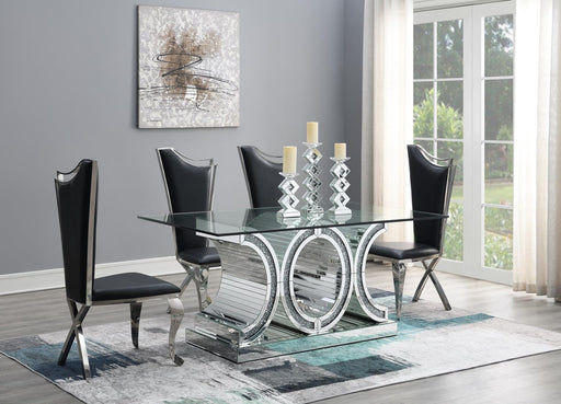 G-092 Glamour Dining Table-4 Velvet Chairs - Furniture Bros & Mattress (Bolingbrook, IL)