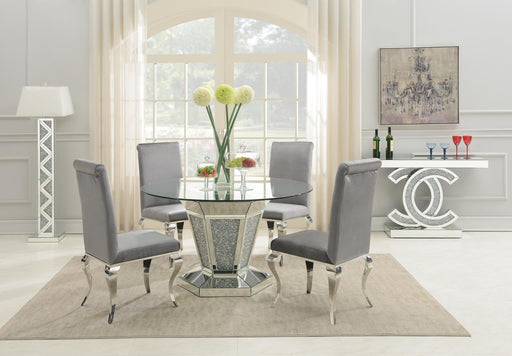 G-100 Glamour Dining Table-4 Velvet Chairs - Furniture Bros & Mattress (Bolingbrook, IL)