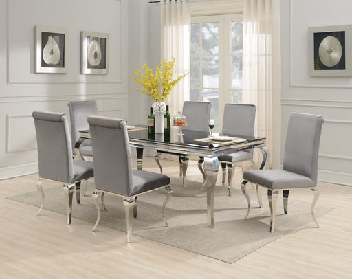 G-106 Glamour Dining Table-4 Velvet Chairs - Furniture Bros & Mattress (Bolingbrook, IL)
