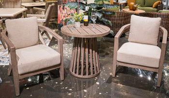 Joy Lagoon Outdoor Chairs with Cushions/Table (Set of 3) - Furniture Bros & Mattress (Bolingbrook, IL)