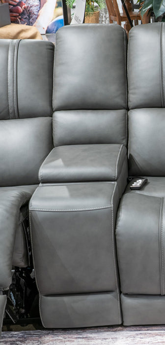 5Z - Pittson Power Reclining Sectional Loveseat with Console - Furniture Bros & Mattress (Bolingbrook, IL)