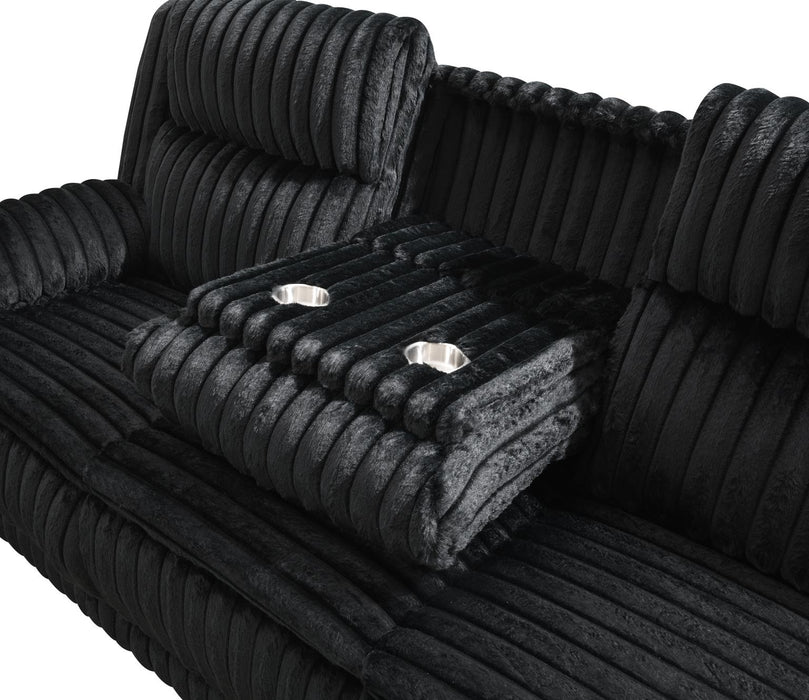 Black Corduroy Motion Loveseat