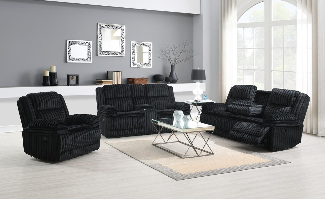 Black Corduroy Motion Sofa W/Dropdown