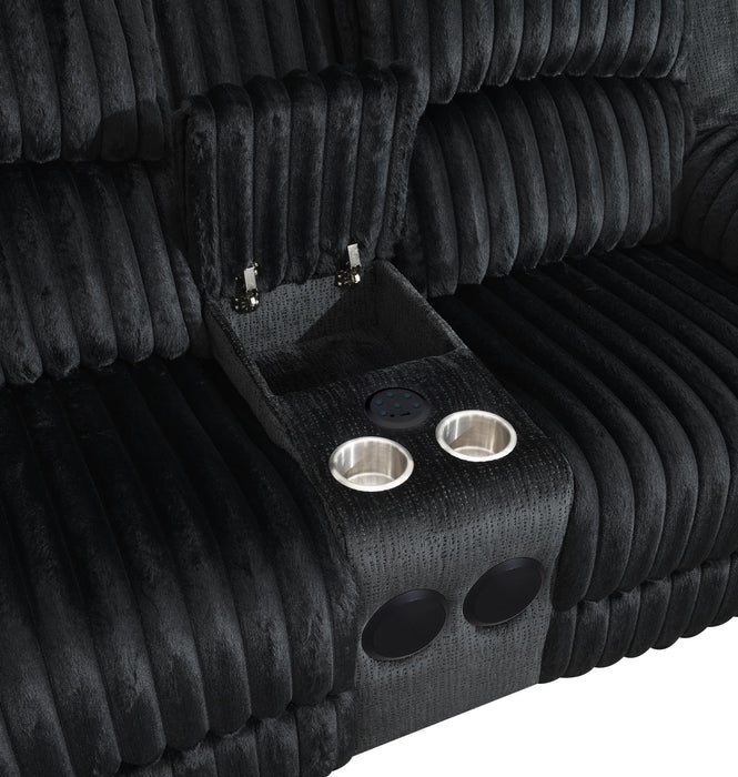 Black Corduroy Power Led Reclining Sofa