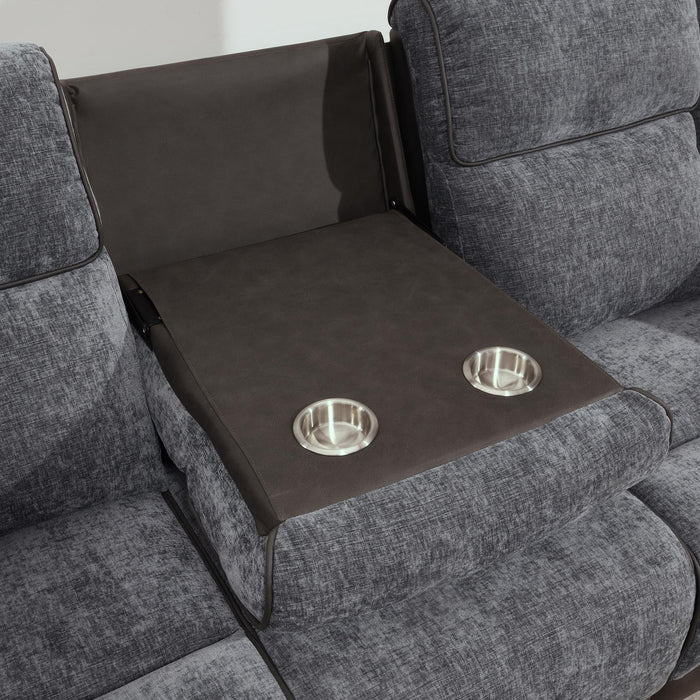 Gray Motion Sofa W/Drop Down Table
