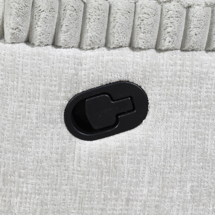 Gray Corduroy Motion Sofa W/Drop Down Table