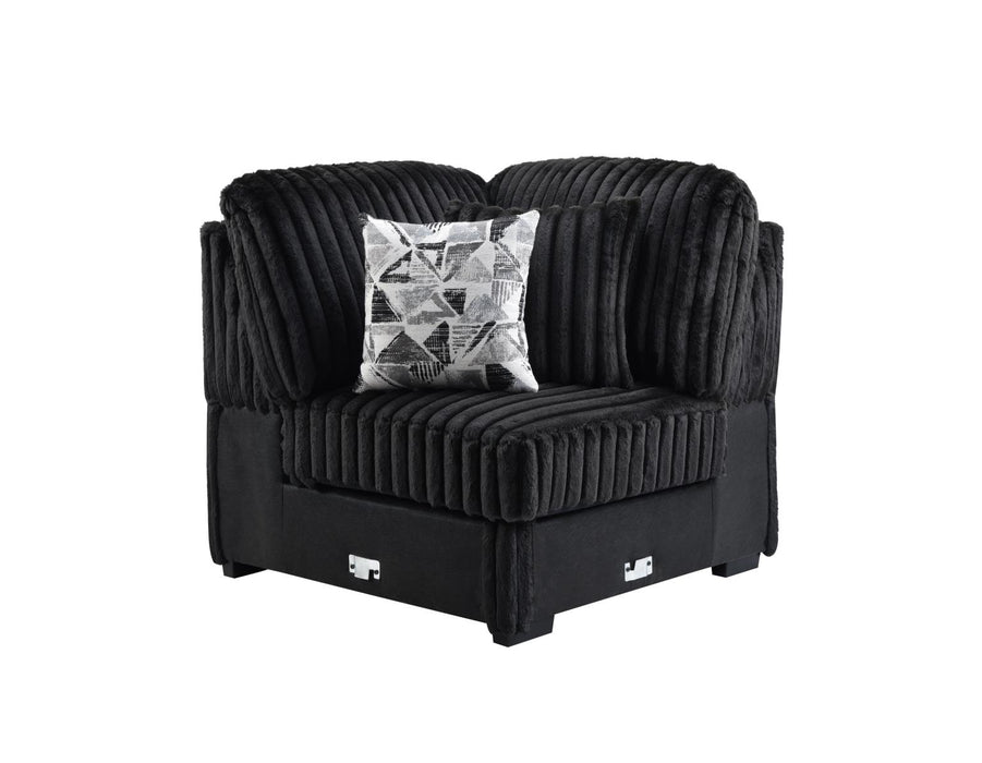 Black Corduroy Power Reclining 4 Pc Sectional W/2 Wireless Charger