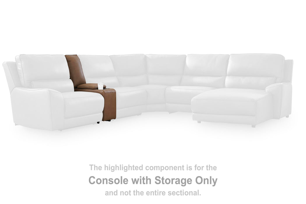 DeepWakes Reclining Sectional with Storage Console - Furniture Bros & Mattress (Bolingbrook, IL)