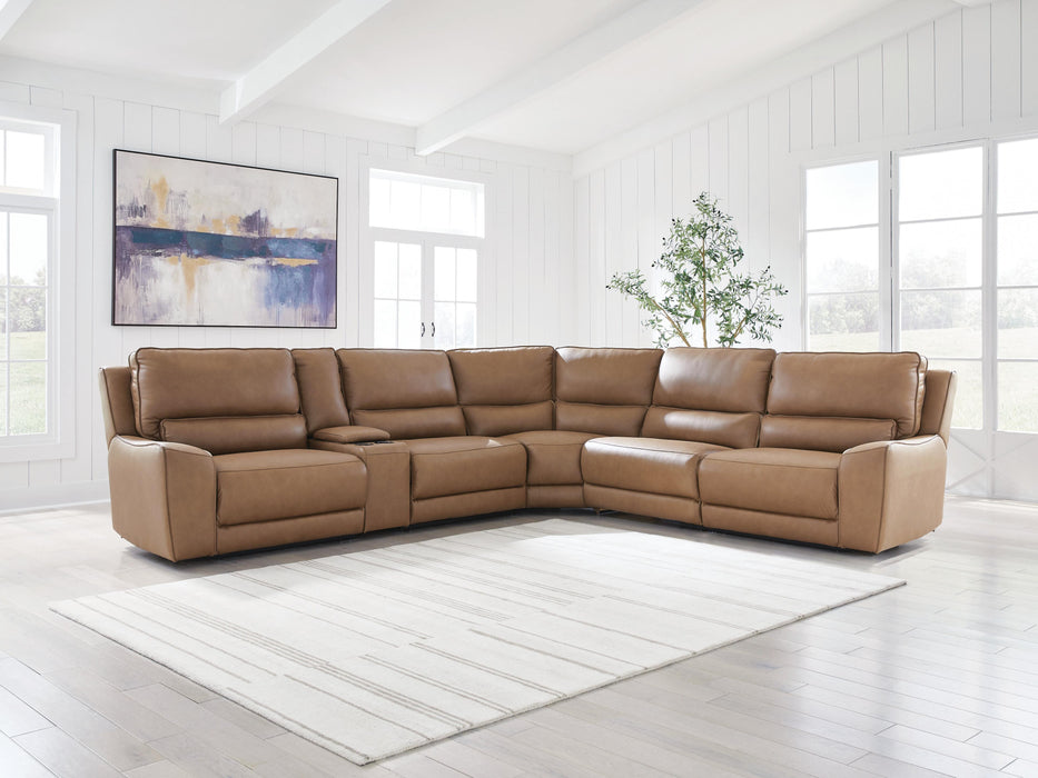 DeepWakes Reclining Sectional with Storage Console - Furniture Bros & Mattress (Bolingbrook, IL)