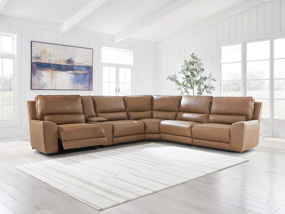 DeepWakes Reclining Sectional with Storage Console - Furniture Bros & Mattress (Bolingbrook, IL)