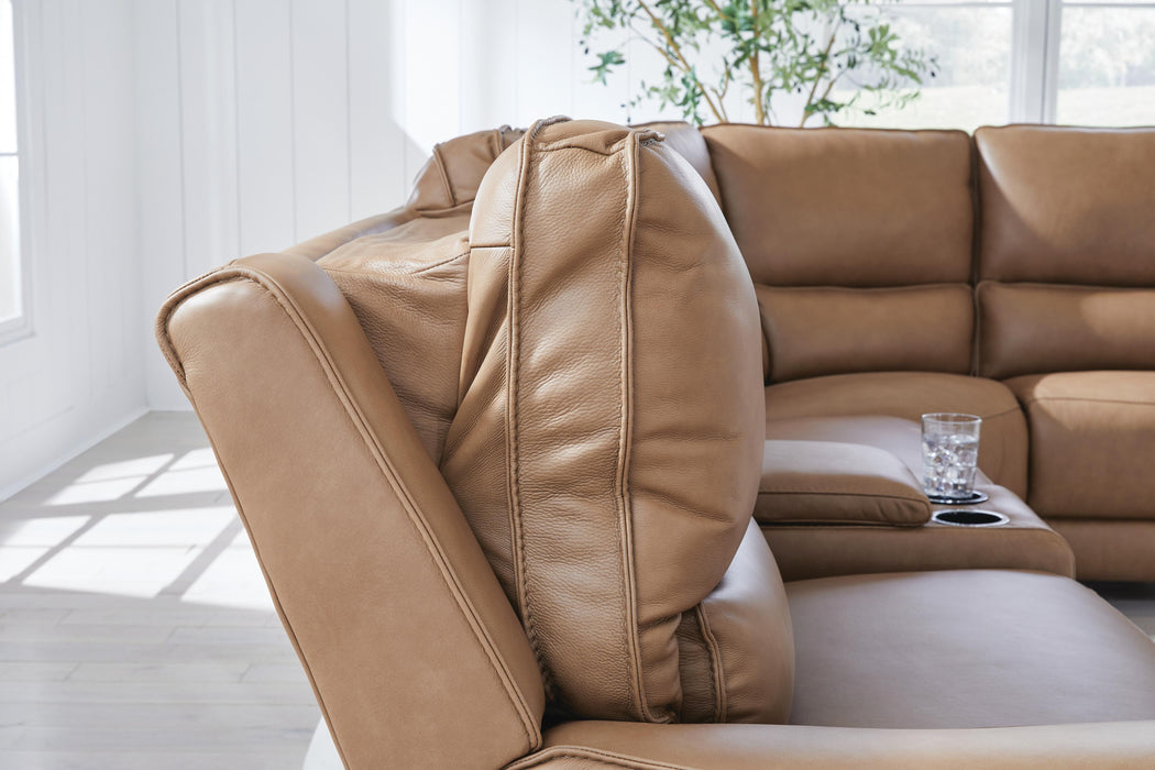DeepWakes Reclining Sectional with Storage Console - Furniture Bros & Mattress (Bolingbrook, IL)