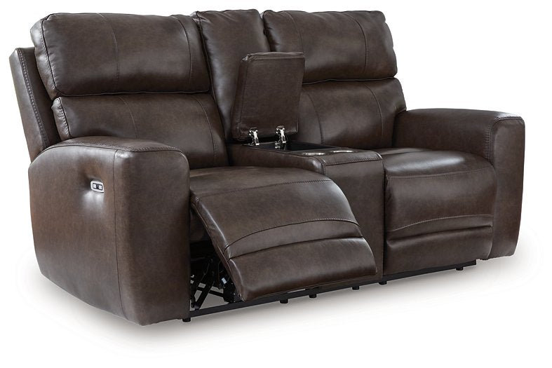 Crossplex Power Reclining Loveseat with Console - Furniture Bros & Mattress (Bolingbrook, IL)