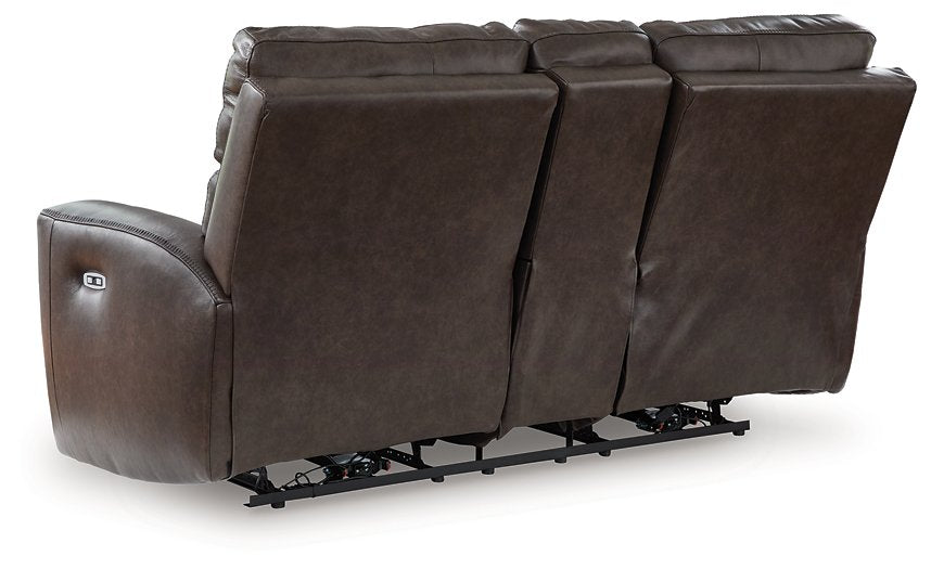 Crossplex Power Reclining Loveseat with Console - Furniture Bros & Mattress (Bolingbrook, IL)