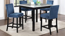 Julson DINING TABLE W/ 4 BLUE VELVET CHAIRS - D205-RYB-5 - Furniture Bros & Mattress (Bolingbrook, IL)