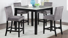 Julson DINING TABLE W/ 4 GRAY VELVET CHAIRS - D205-GRY-5 - Furniture Bros & Mattress (Bolingbrook, IL)