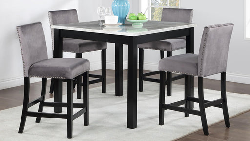 Julson DINING TABLE W/ 4 GRAY VELVET CHAIRS - D205-GRY-5 - Furniture Bros & Mattress (Bolingbrook, IL)