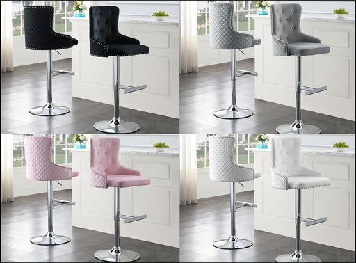 Amelia PINK VELVET BAR STOOL - ST115-PNK - Furniture Bros & Mattress (Bolingbrook, IL)